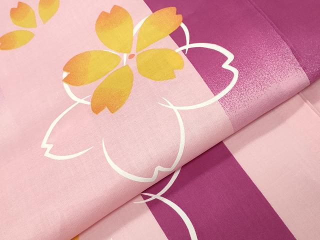 平和屋着物∴夏物 浴衣 舞桜文 綿 逸品 CABD9541gh