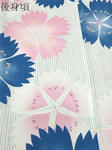 平和屋着物∴夏物 浴衣 舞花文 綿 逸品 CABD9543gh