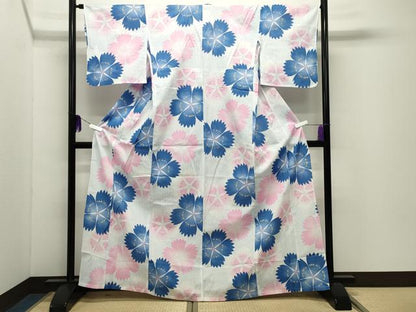 平和屋着物∴夏物 浴衣 舞花文 綿 逸品 CABD9543gh