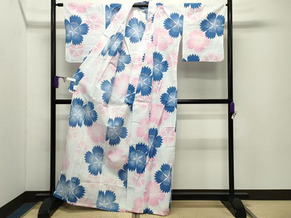 平和屋着物∴夏物 浴衣 舞花文 綿 逸品 CABD9543gh