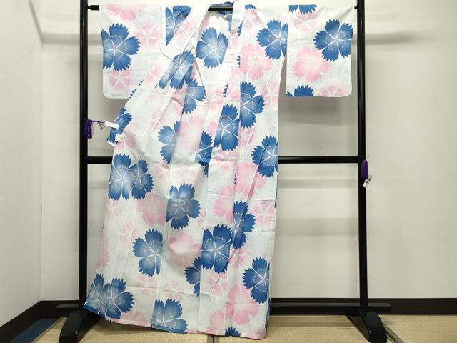 平和屋着物∴夏物 浴衣 舞花文 綿 逸品 CABD9543gh