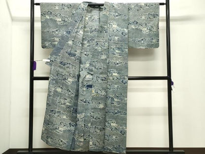 平和屋着物∴夏物 綿紅梅 浴衣 雲重ね御所車花文 綿 逸品 CABD9544gh