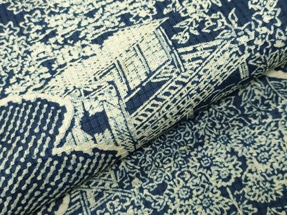 平和屋着物∴夏物 綿紅梅 浴衣 雲重ね御所車花文 綿 逸品 CABD9544gh