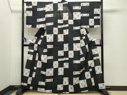 平和屋着物∴夏物 綿紅梅 浴衣 麻の葉文様 綿 逸品 CABD9547gh