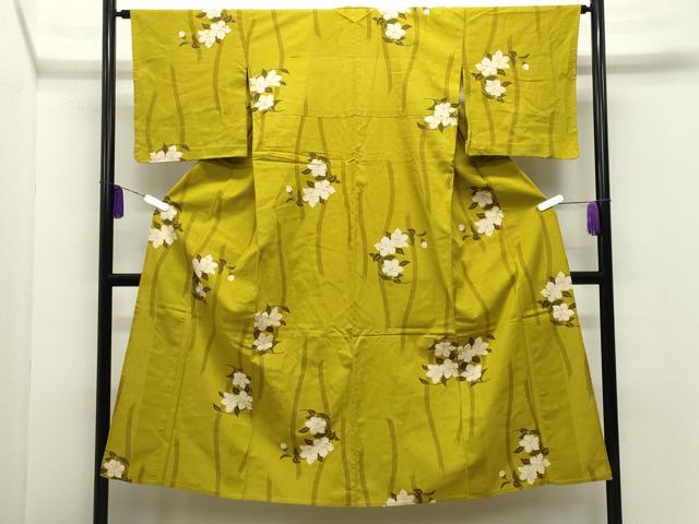 平和屋着物∴夏物 綿紅梅 浴衣 草花文 綿 逸品 CABD9550gh