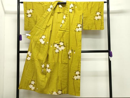 平和屋着物∴夏物 綿紅梅 浴衣 草花文 綿 逸品 CABD9550gh