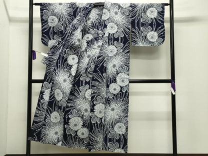 平和屋着物∴夏物 浴衣 舞花文 綿 逸品 CABD9551gh