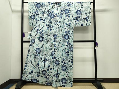 平和屋着物∴夏物 浴衣 草花文 綿 逸品 CABD9552gh