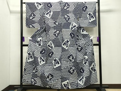 平和屋着物∴夏物 浴衣 将棋 籠目文 綿 逸品 CABD9553gh