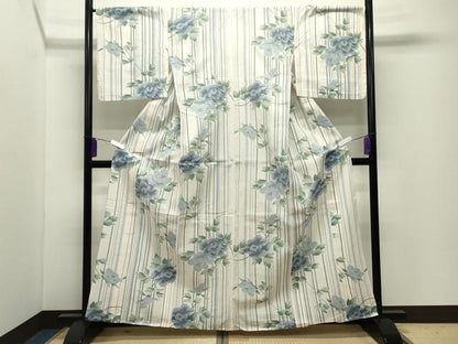 平和屋着物∴夏物 ファッションデザイナー コシノジュンコ 浴衣 牡丹花文 綿 逸品 CABD9556gh