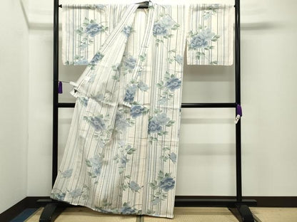 平和屋着物∴夏物 ファッションデザイナー コシノジュンコ 浴衣 牡丹花文 綿 逸品 CABD9556gh