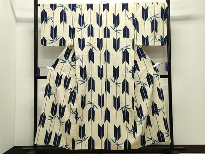 平和屋着物∴夏物　浴衣　トンボ　矢羽根文　綿　逸品　CABD9557gh