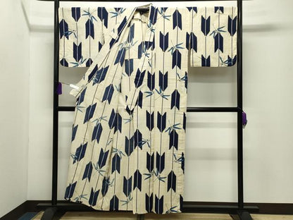 平和屋着物∴夏物　浴衣　トンボ　矢羽根文　綿　逸品　CABD9557gh