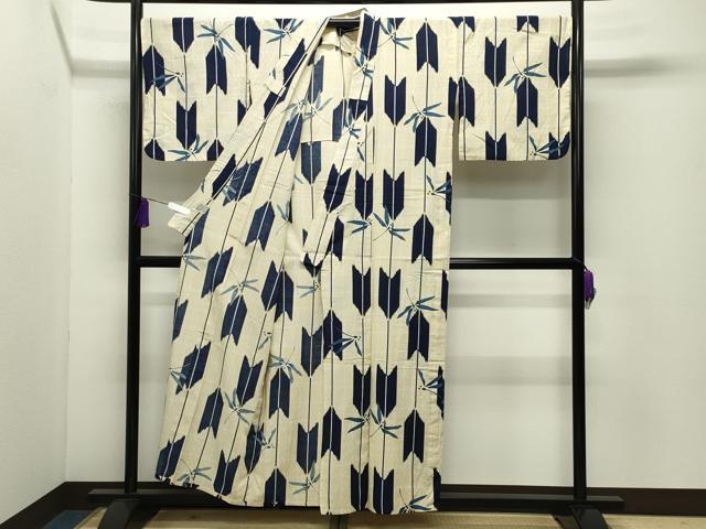 平和屋着物∴夏物　浴衣　トンボ　矢羽根文　綿　逸品　CABD9557gh