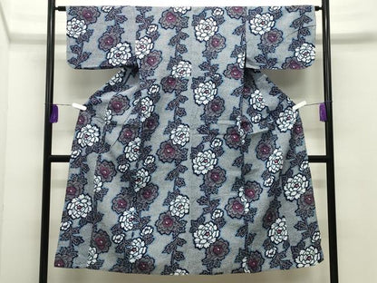 平和屋着物∴夏物 浴衣 牡丹花文 綿 逸品 CABD9559gh