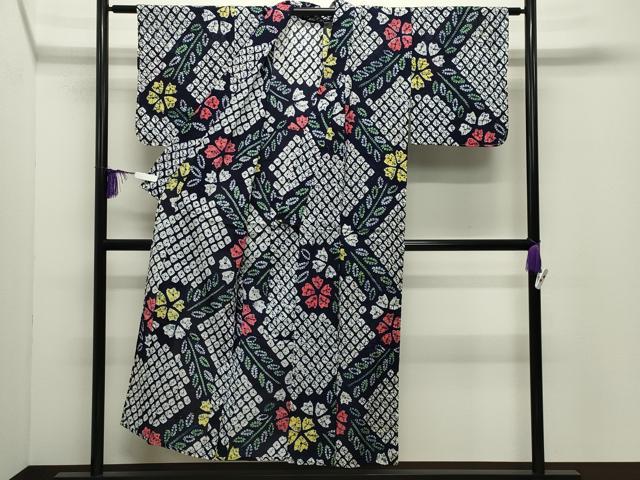 平和屋着物∴夏物 浴衣 有松鳴海絞り 伝統工芸品 草花文 綿 逸品 CABD9565gh