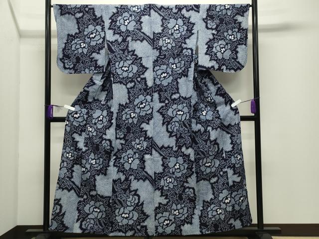 平和屋着物∴夏物 浴衣 有松鳴海絞り 伝統工芸品 枝花文 綿 逸品 CABD9568gh
