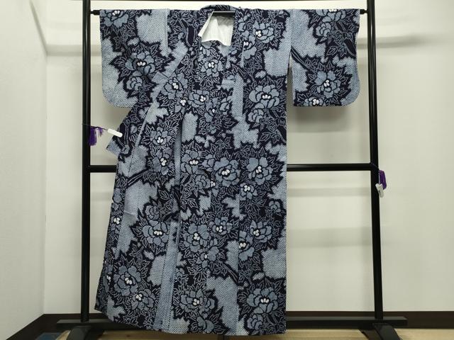 平和屋着物∴夏物 浴衣 有松鳴海絞り 伝統工芸品 枝花文 綿 逸品 CABD9568gh