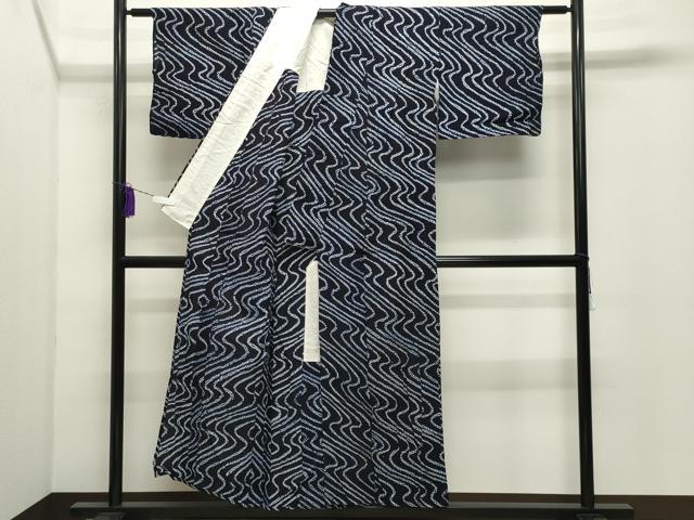 平和屋着物∴夏物 浴衣 有松鳴海絞り 伝統工芸品 よろけ縞 綿 逸品 CABD9571gh