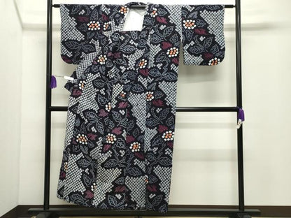 平和屋着物∴夏物 浴衣 有松鳴海絞り 伝統工芸品 草花文 綿 逸品 CABD9573gh