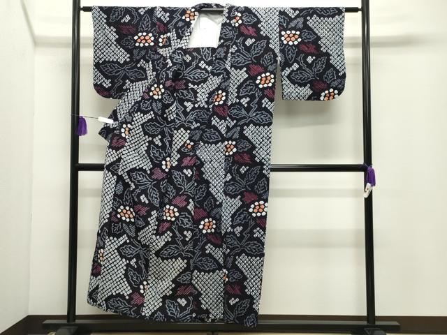 平和屋着物∴夏物 浴衣 有松鳴海絞り 伝統工芸品 草花文 綿 逸品 CABD9573gh