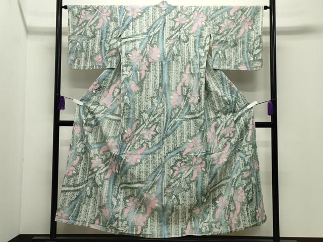平和屋着物∴夏物 浴衣 有松鳴海絞り 伝統工芸品 草花文 綿 逸品 CABD9575gh