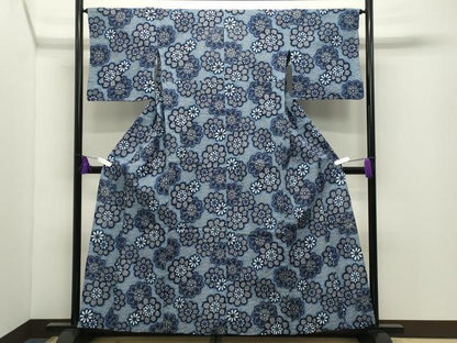 平和屋着物∴夏物 浴衣 舞花文 綿 逸品 CABD9579gh