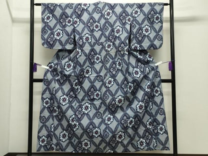 平和屋着物∴夏物　浴衣　花菱文　綿　逸品　CABD9580gh