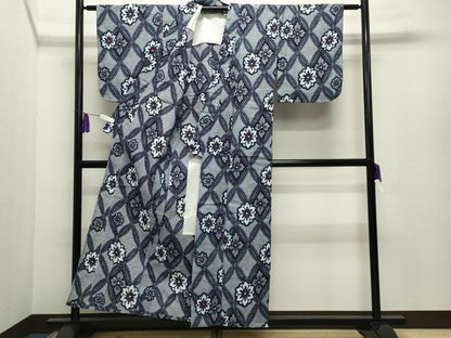 平和屋着物∴夏物　浴衣　花菱文　綿　逸品　CABD9580gh