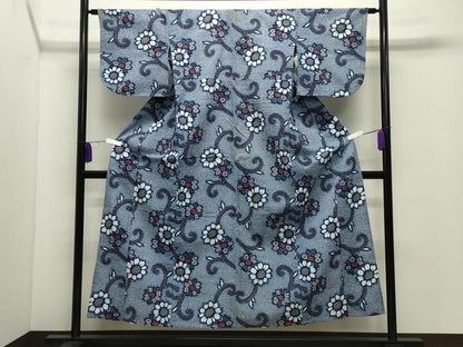 平和屋着物∴夏物 浴衣 花唐草文 綿 逸品 CABD9582gh