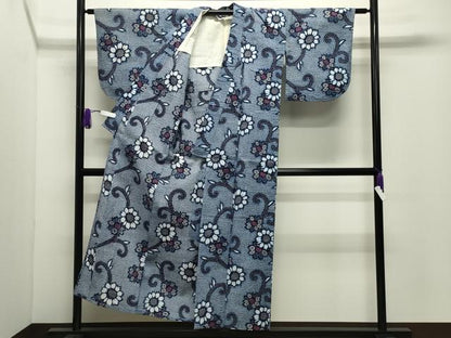 平和屋着物∴夏物 浴衣 花唐草文 綿 逸品 CABD9582gh