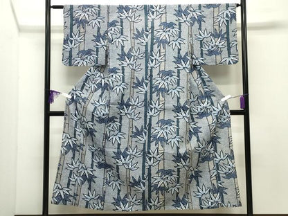 平和屋着物∴夏物 浴衣 笹竹文 綿 逸品 CABD9584gh