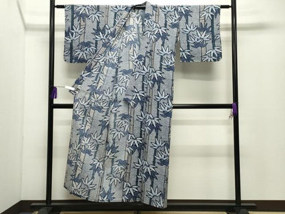 平和屋着物∴夏物 浴衣 笹竹文 綿 逸品 CABD9584gh