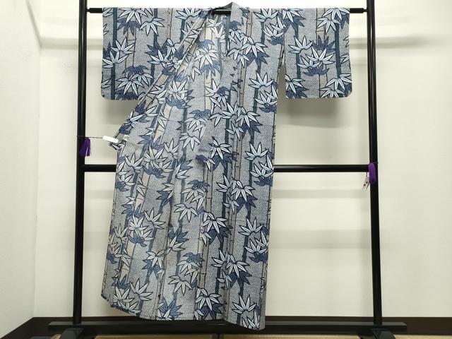 平和屋着物∴夏物 浴衣 笹竹文 綿 逸品 CABD9584gh