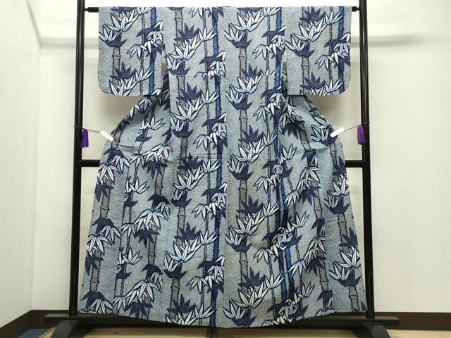 平和屋着物∴夏物 浴衣 笹竹文 綿 逸品 CABD9587gh