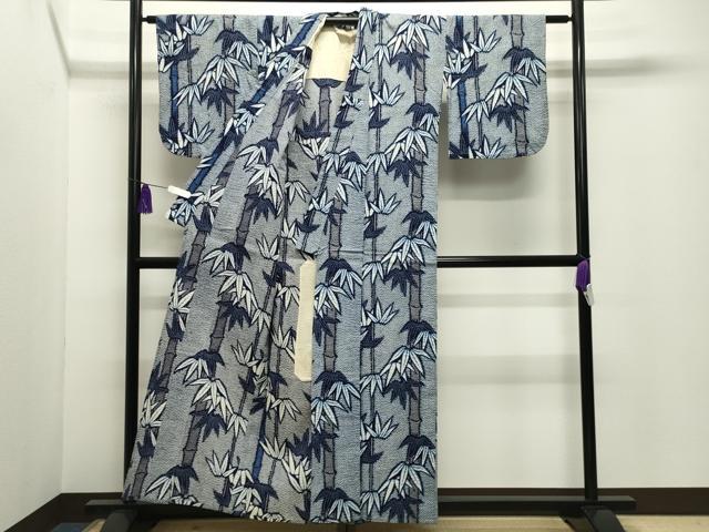 平和屋着物∴夏物 浴衣 笹竹文 綿 逸品 CABD9587gh