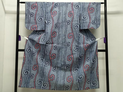 平和屋着物∴夏物 浴衣 唐草文 綿 逸品 CABD9589gh