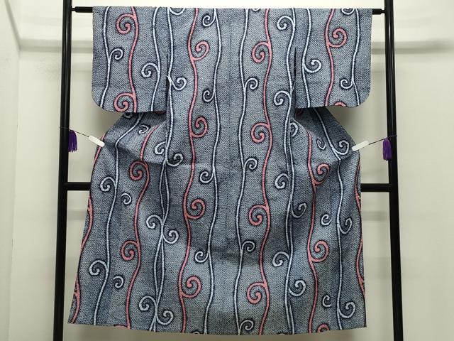 平和屋着物∴夏物 浴衣 唐草文 綿 逸品 CABD9589gh