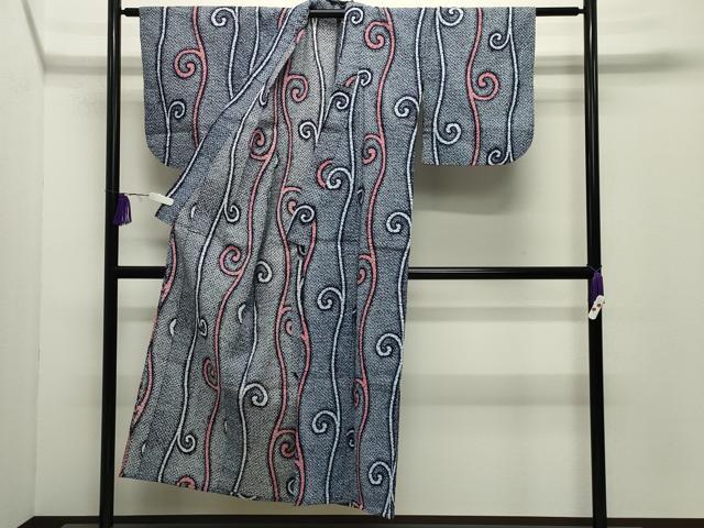 平和屋着物∴夏物 浴衣 唐草文 綿 逸品 CABD9589gh