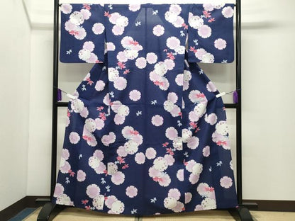 平和屋着物∴夏物 世界的ファッションデザイナー 山本寛斎 kansaiブランド 浴衣 金魚 雪輪重ね桜文 綿・竹繊維 CABD9593gh