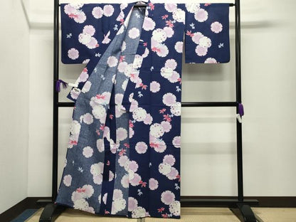 平和屋着物∴夏物 世界的ファッションデザイナー 山本寛斎 kansaiブランド 浴衣 金魚 雪輪重ね桜文 綿・竹繊維 CABD9593gh