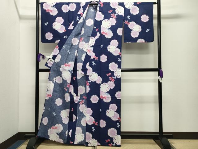 平和屋着物∴夏物 世界的ファッションデザイナー 山本寛斎 kansaiブランド 浴衣 金魚 雪輪重ね桜文 綿・竹繊維 CABD9593gh