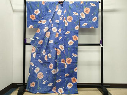 平和屋着物∴夏物 浴衣 草花文 綿 逸品 CABD9594gh
