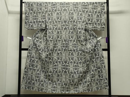 平和屋着物∴夏物 浴衣 綿絽 こぼれ松葉花文 綿 逸品 CABD9596gh