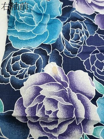 平和屋着物∴夏物 浴衣 牡丹花文 銀彩 綿 逸品 CABD9597gh