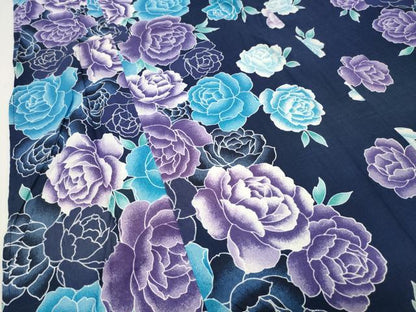 平和屋着物∴夏物 浴衣 牡丹花文 銀彩 綿 逸品 CABD9597gh