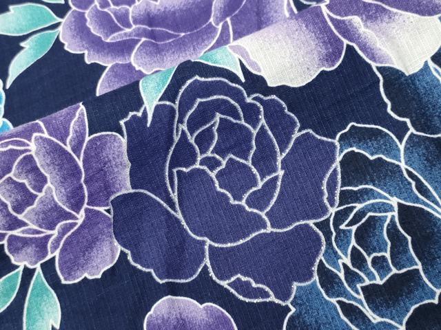 平和屋着物∴夏物 浴衣 牡丹花文 銀彩 綿 逸品 CABD9597gh