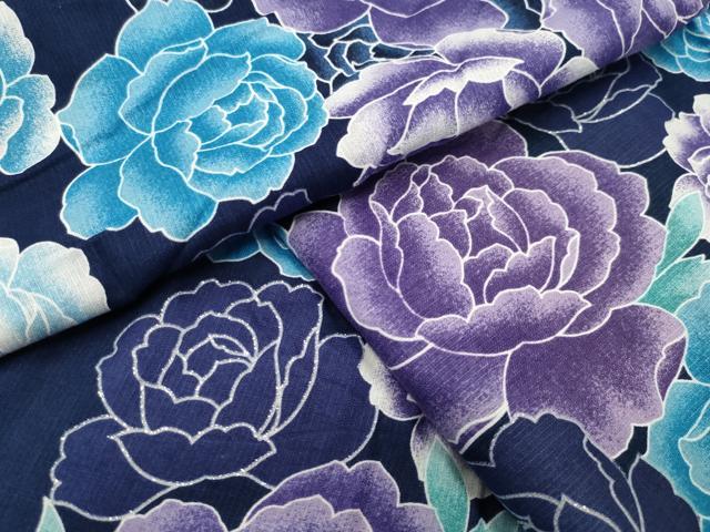 平和屋着物∴夏物 浴衣 牡丹花文 銀彩 綿 逸品 CABD9597gh