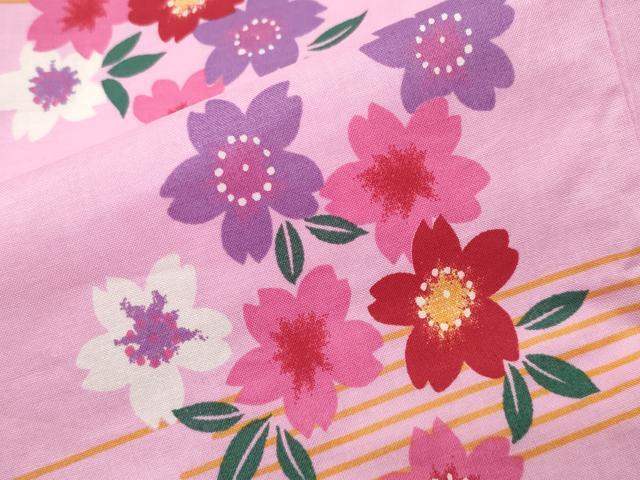 平和屋着物∴夏物 浴衣 跳兎 舞桜文 綿 逸品 CABD9598gh