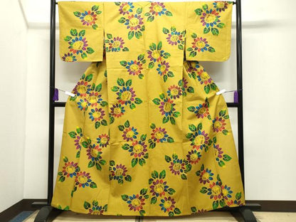 平和屋着物∴夏物 浴衣 草花文 綿 逸品 CABD9599gh